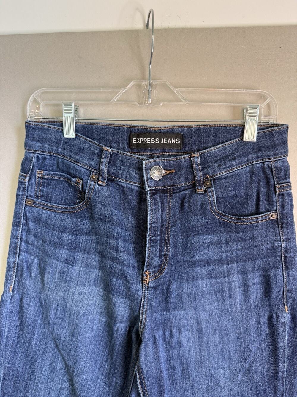 Express Cropped Leggings Jeans Womens 8 High Rise Raw Hem Stretch Skinny